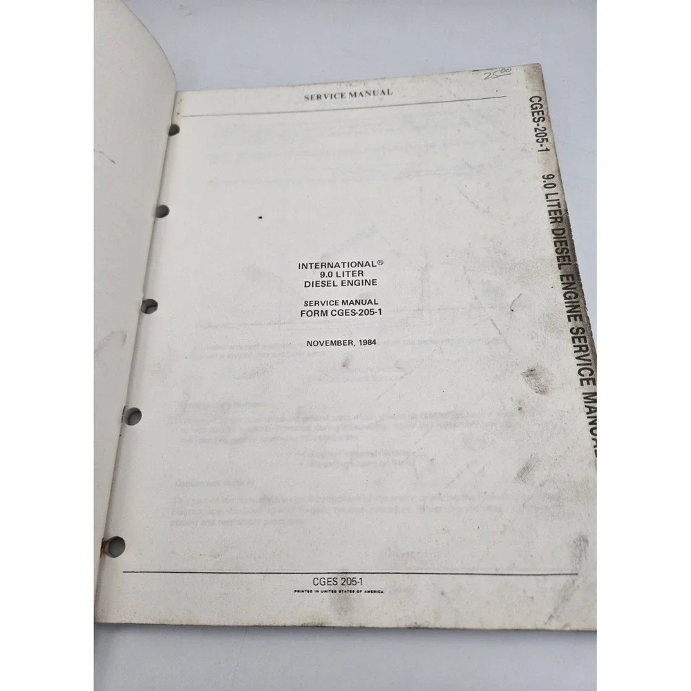 international Navistar 9.0L Diesel Engine Service Shop Repair Manual CGES-205-1